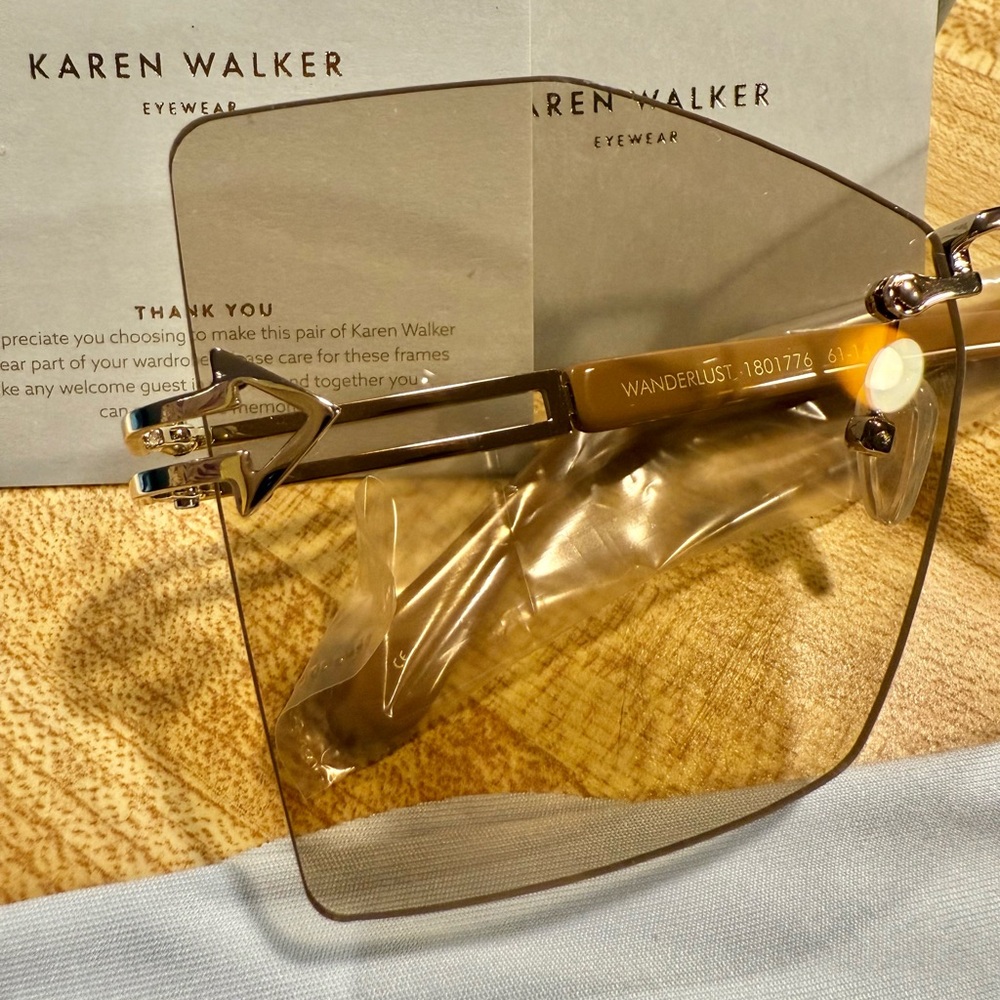 KAREN WALKER WANDERLUST CARAMEL SUNGLASSES IN CASE - Picture 4 of 13